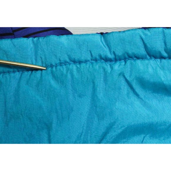 Vintage PROFILE Purple/Blue & Black Striped Retro Puffer Ski Snow Jacket - Picture 6 of 7